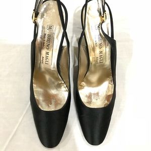 Vintage Bruno Magli Black Satin Heels